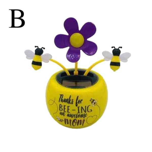 Solar Powered Dans Flower Swinging Bil Instrumentbräda Ornament Au multicolorB bee