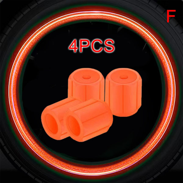Fluorescerande Ventilkåpor för Däck, Självlysande i Mörkret Orange 4pcs