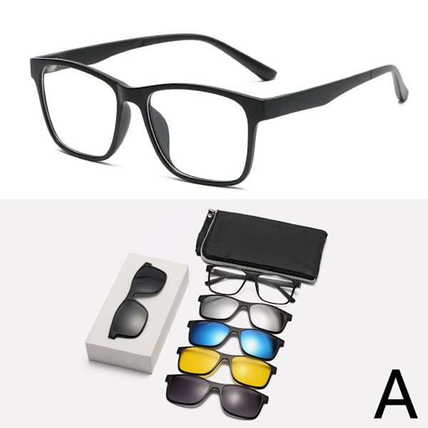 Magnetiska Clip-on Solglasögon för Män Kvinnor, Polariserade 5 i 1 UV Pr A 1set