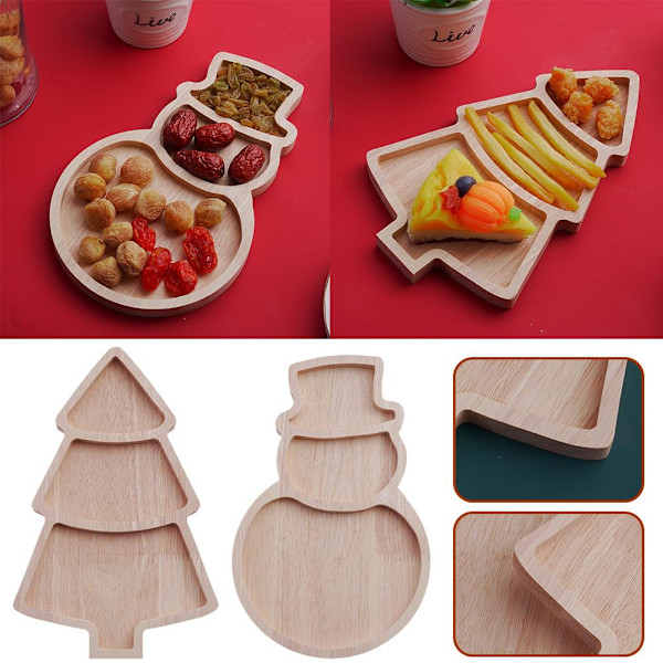 GINTBN Jul Trä Serveringsfat, Julgran Charkbricka snowman 1pcs