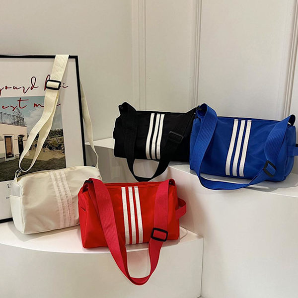 Nylon Kontrasterande Crossbody Kapacitet Kudde Väska, Rese Fitness Axelväska M3J9 Red One size