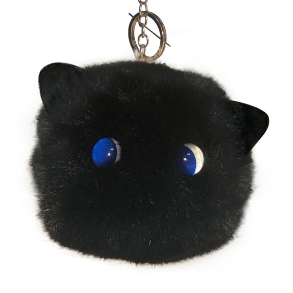 Söt katt Nyckelring Pompom Ball Bag Charm Nyckelring Hänge Present s,1 D ONE-SIZE