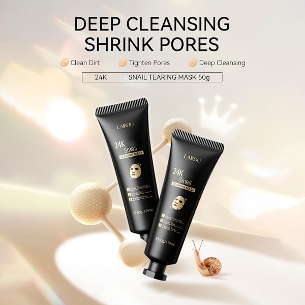 LAIKOU 24K Blad Snigel Peel Mask Återfuktar Och Förfinar Porer м V3M9