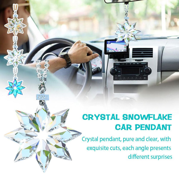 Transparent Clear Crystal Snowflake Bilhängande ljuskrona Penda transparent color one-size