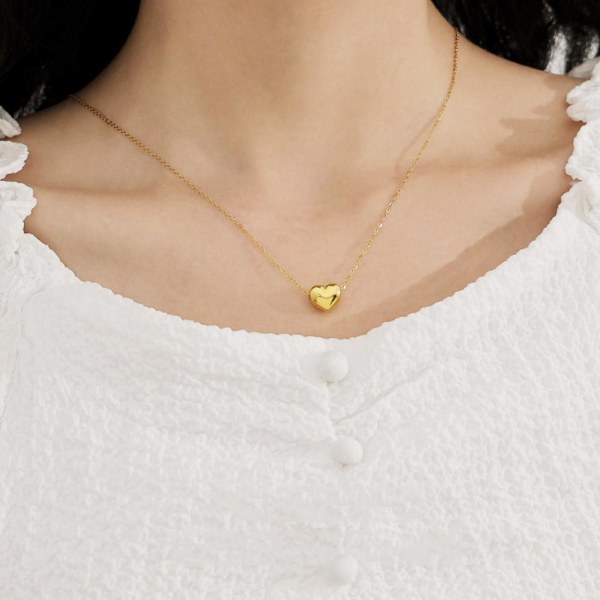Söt söt kort persika hjärta halsband Chic unikt elegant hjärta Gold One size