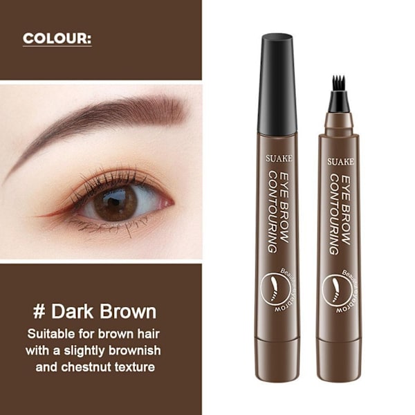 Ögonbrynspenna Långvarig Vattentät Ögonbrynspenna Gaffelformad Ögonbryn Flytande Penna Öga Fyra H9o3 Light brown one size