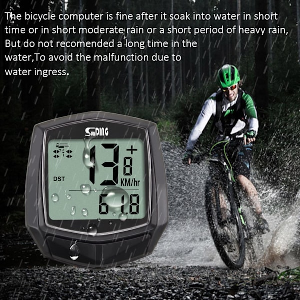 Trådlös Cykeldator LCD Hastighetsmätare Odometer - ABS