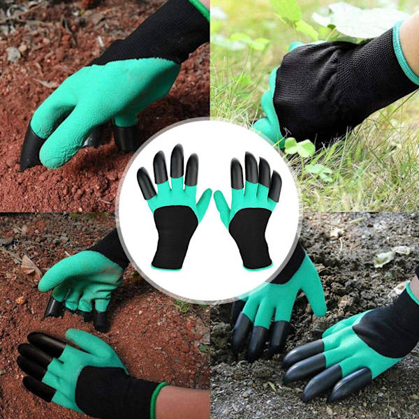 Trädgårdshandske med klor Skyddande fingertoppar Grävande latexhandske Trädgårdsarbete Grävhandskar Z2S5 greenA Four claws