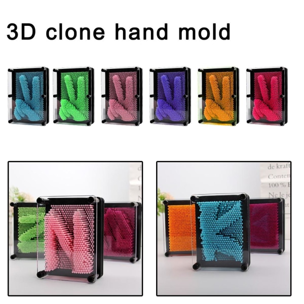 3D-spel Rolig klonform Pin Art Pinscreen Handform form pink one-size