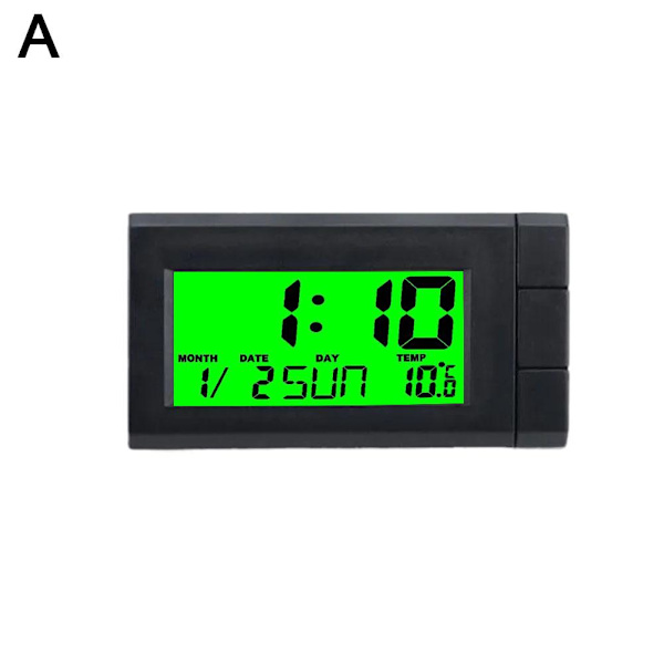 2-i-1 Digital LCD Elektronisk Klocka Termometer Bilklocka Noctilucent Dec ` green 1pcs