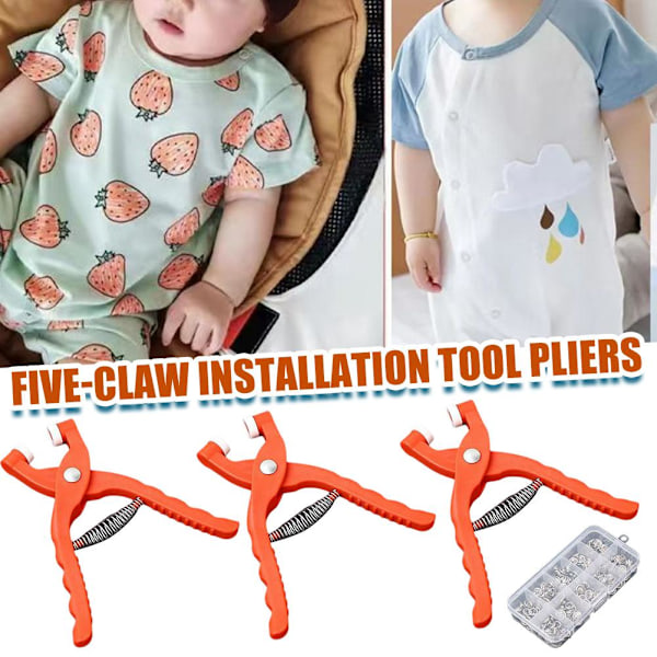 Ögonknäppare Virkverktyg, Säkerhetsögonverktyg, Metallknäppar Klämtång, Hjälpverktyg för fastsättning för virkning av ögon Virkverktyg för Croc Five Claw Tool 1set