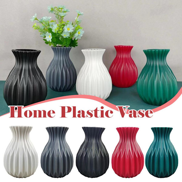 Nordisk Blomvas Imitation Keramisk Plast Blomvas Kruka Hom red 1pcs