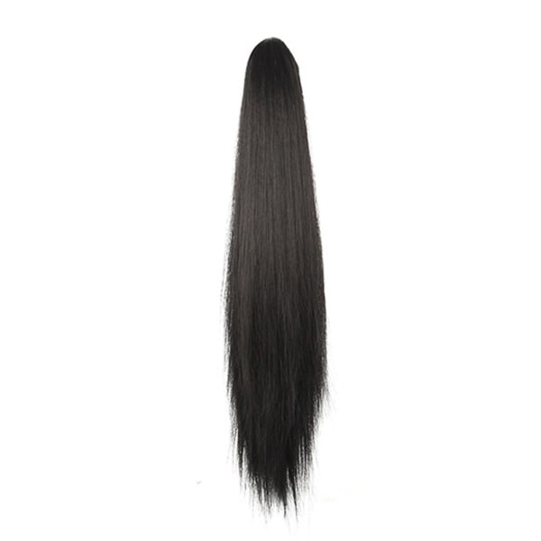 Syntetiska långa raka klo hästsvans peruker Clip In Hair n Hairpi black One-size