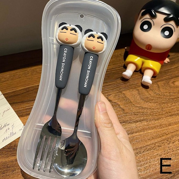 Crayon Shin Chan Sked och Gaffel Bestickset Rostfritt Stål Vagn black one set