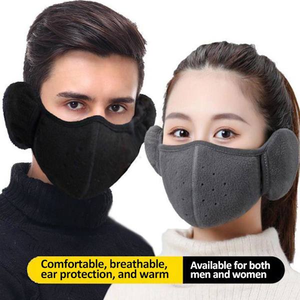 Ansiktsskydd med öronvärmare Vindtät Bandana Öronmuffar Varm Mask Vinter A7G3 Gray One size