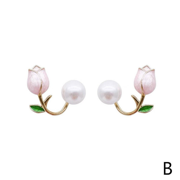 LIUZHIPENG Tulpan blomma halsband örhängen pärla tulpan blomma wi Earrings One size