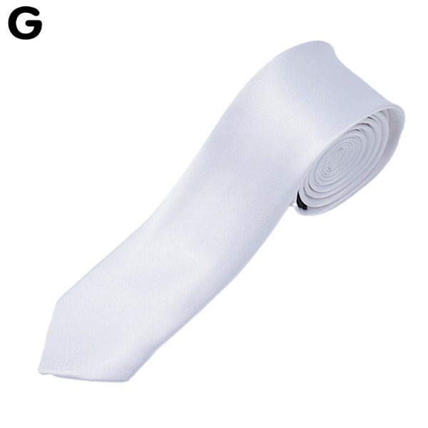 Klassisk enfärgad smal slipsmal slips för män pojkar bröllop white One-size