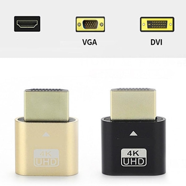 4K UHD DDC EDID HDMI Dummy Adapter Virtuell Plug Headless Display gold One-size