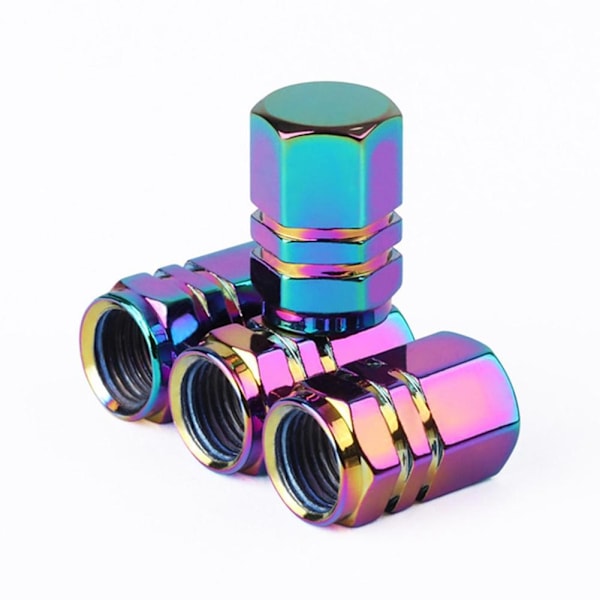 4X dammskydd blå metall 4-pack kvalitetslegering däckventil Multicolor 4pcs