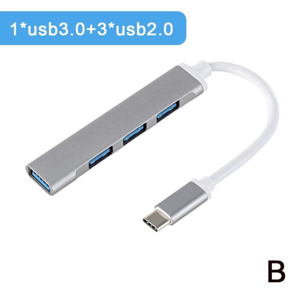 One Drag Four USB 3.0 Hub Extender Multi Interface Splitter gray typec