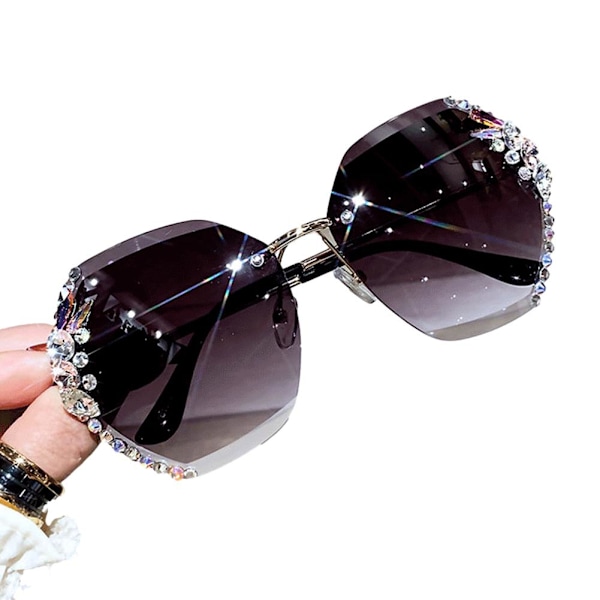 Solglasögon för kvinnor, rimless med strass, gradientlins GREY ONE-SIZE