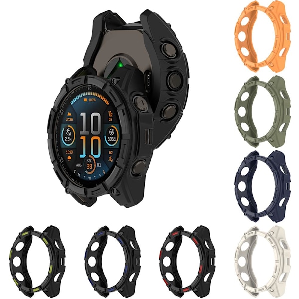 TPU-skal för Garmin Enduro 3 Skydd Smart Klockarmband Skal C black red For Garmin Enduro 3
