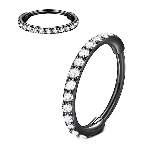 Näsring i rostfritt stål med diamantbesatt kopparring Golden 1.2*8mm