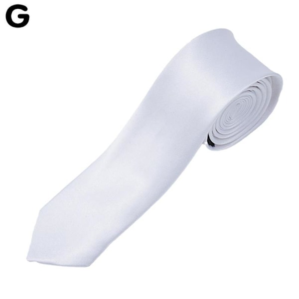 Klassisk enfärgad smal slipsmal slips för män pojkar bröllop white One-size