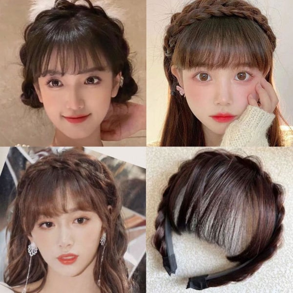 Korean Air Bangs Pannband Girl Fish Hair Bonds light brown 1pcs