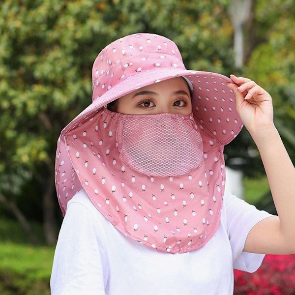 Ansiktsskydd Teplockningshatt Fullt Ansikte Solskydd Hatt Sommar PinkA 1pcs
