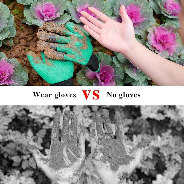 Trädgårdshandske med klor Skyddande fingertoppar Grävande latexhandske Trädgårdsarbete Grävhandskar Z2S5 green B eight claws