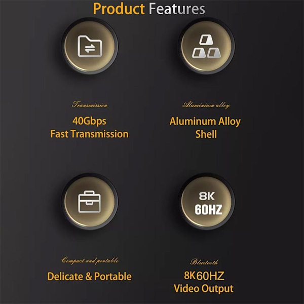 100W 40 Gbps USB-C till USB-C-adapter Typ C Snabbladdningskonverter Male to Female one-size
