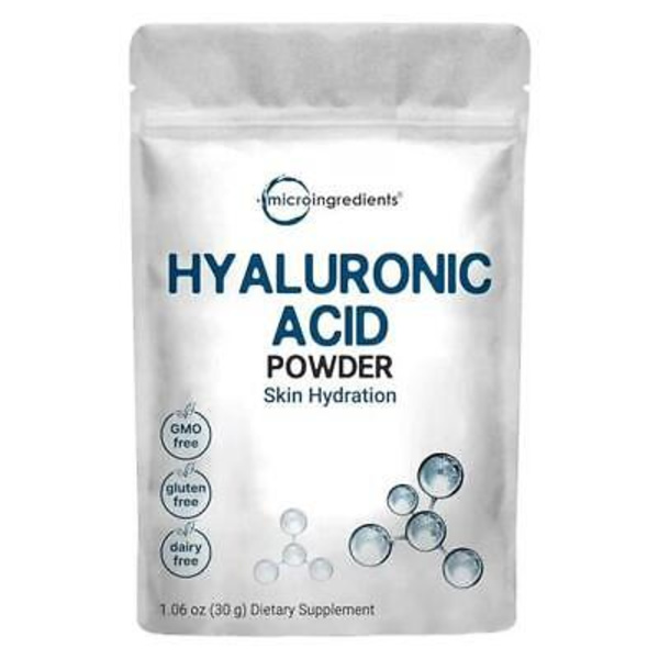 Hyaluronsyra Pulver från Microingredients för Återfuktning av Huden - 30 Gram