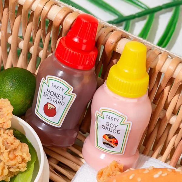 2/4x mini tomatketchup flaska bärbar sås salladsdressing Sq 4pcs 4pcs