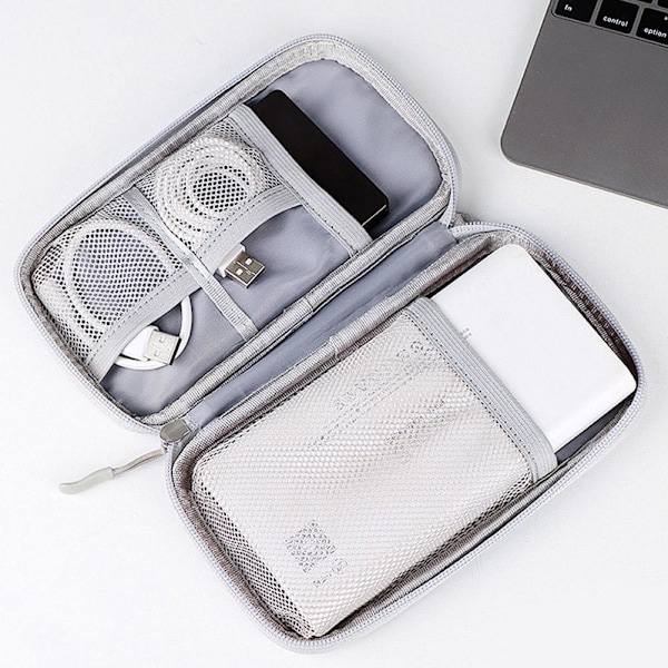 Reseförvaringsväska Elektronisk Tillbehörsladdare USB-enhet Organi Light Gray single layer