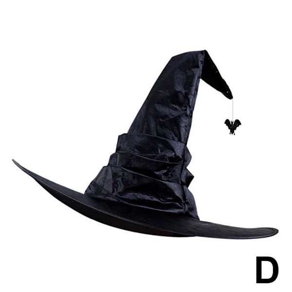 Cikiki Halloween Häxhatt för Kvinnor, Halloween Rynkad Häxhatt Black One size