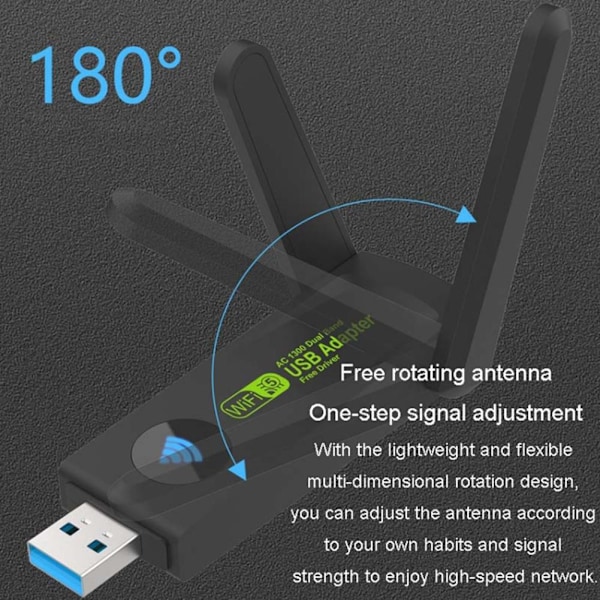 NY USB-3.0 WIFI-adapter 1300 mbps trådlös Dongle Dual Band 2.4G 1300M one-size