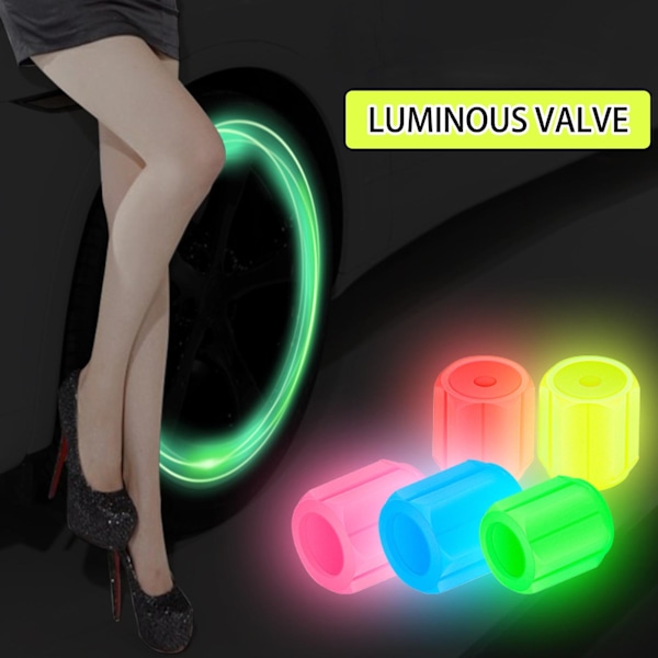Fluorescerande Ventilkåpor för Däck, Självlysande i Mörkret Green 4pcs