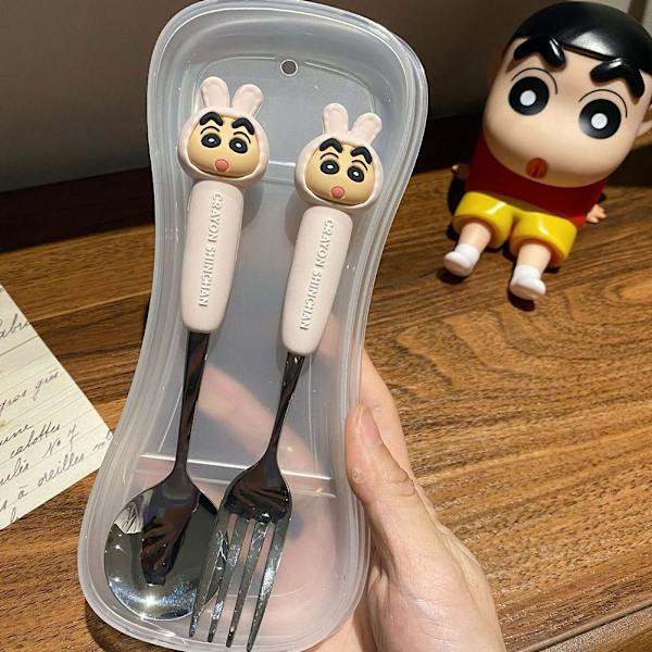 Crayon Shin Chan Sked och Gaffel Bestickset Rostfritt Stål Vagn red one set