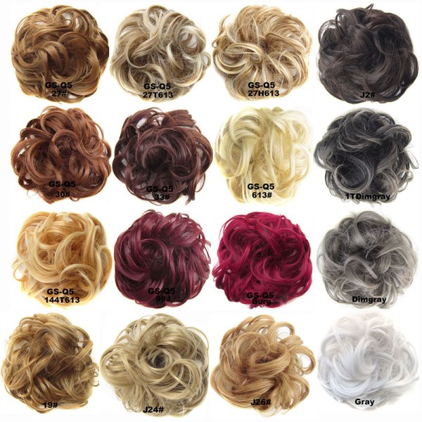 Pony Tail Women Clip On Hair Bun Hairpiece Extension Scrunchie B 12H24 one-size