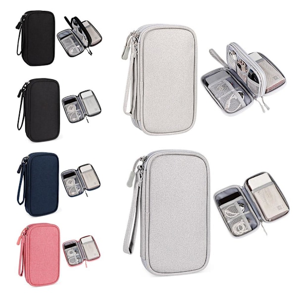 Reseförvaringsväska Elektronisk Tillbehörsladdare USB-enhet Organi Light Gray single layer