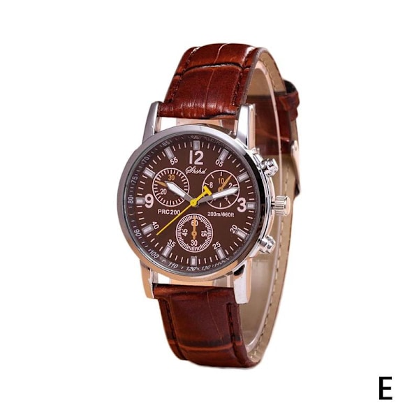 Herrar Läder Militär Casual Analog Kvarts Armbandsur MODE brown One-size