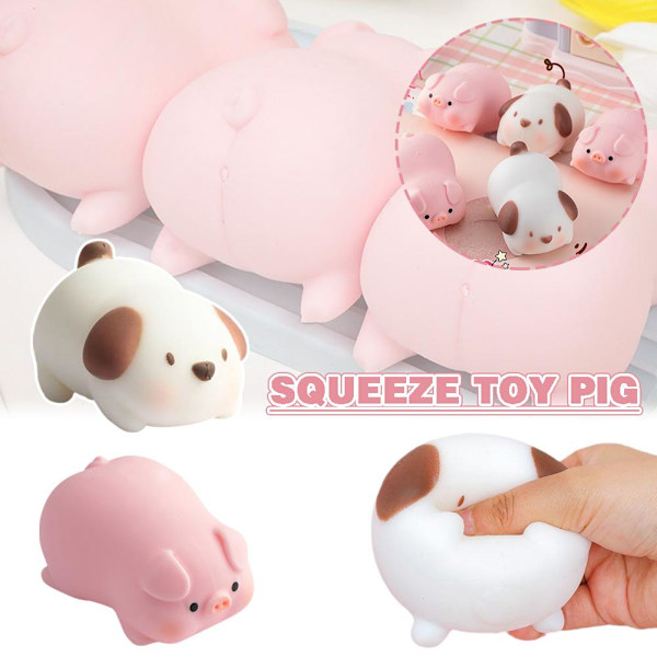 Rolig sensorisk stressleksak, Squishy Toy Rosa gris hundpresenter, nyhet pig one-size