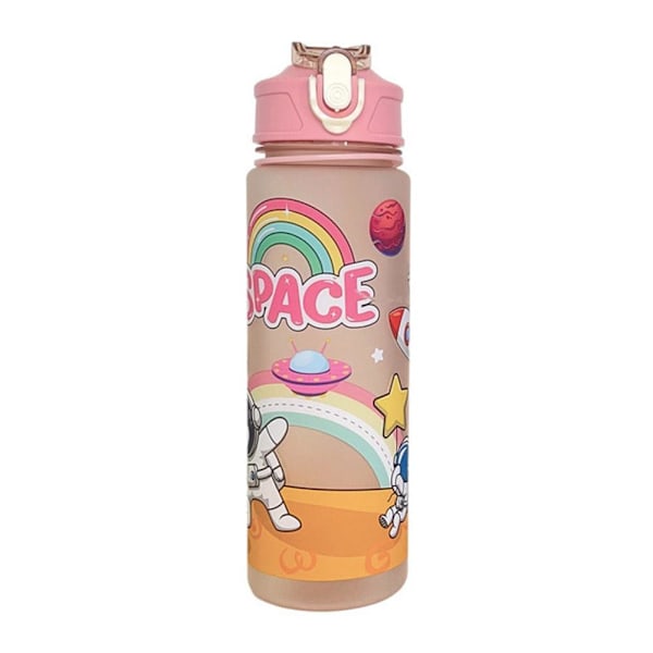 Sommartecknad Astronaut Frostad Vattenflaska Studsande Lock Sugrör pink 800ml