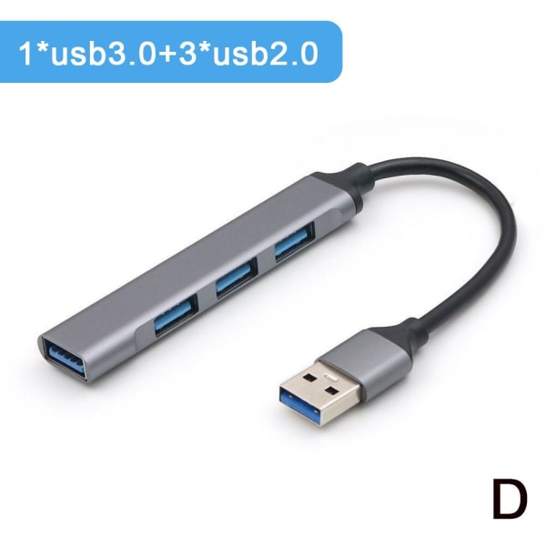 One Drag Four USB 3.0 Hub Extender Multi Interface Splitter black+gray usb