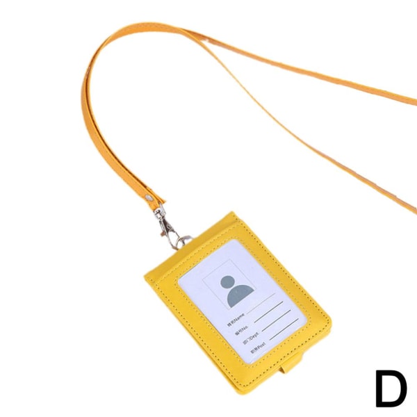 Badge ID Business Work Card Holdare Äkta PU-läder Namnbricka C yellow one size