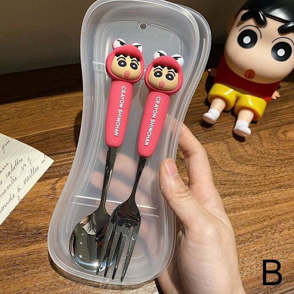 Crayon Shin Chan Sked och Gaffel Bestickset Rostfritt Stål Vagn red one set