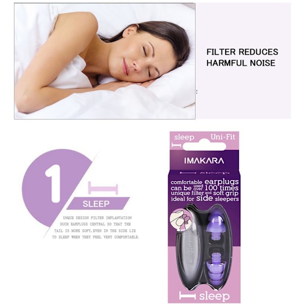 Ljudreducerande Öronproppar för Sömn och Hörselskydd. 2024 P1J9 purple One-size