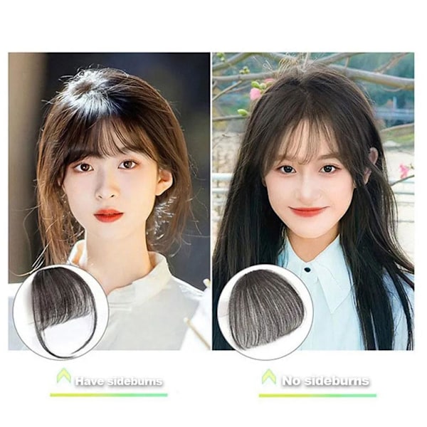 Koreansk 3D Air Bangs Clip Peruk Falska Bangs Osynlig Spårlös Peruk Bit Panna Förlängningsverktyg O3X6 black Without sideburns