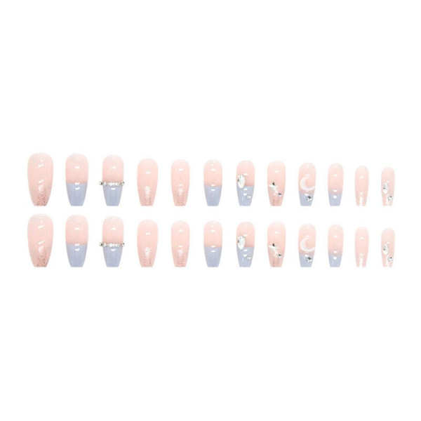 24 st falska naglar set med lim långa naglar skönhet DIY nagelkonst Ar 1 one-size